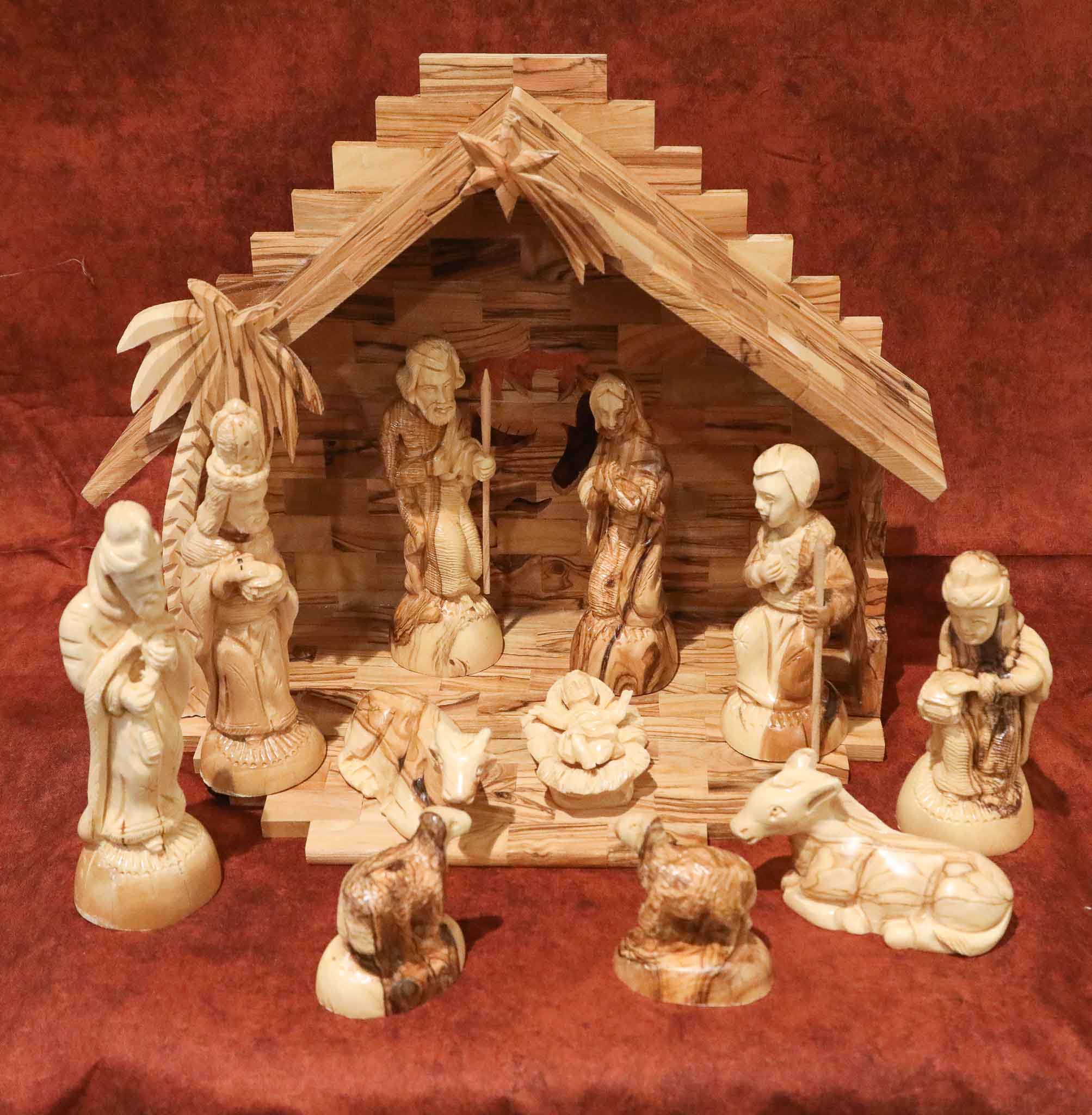 Hand Carved Olive Wood Nativity Set online From Bethlehem, FREE SHIPPING